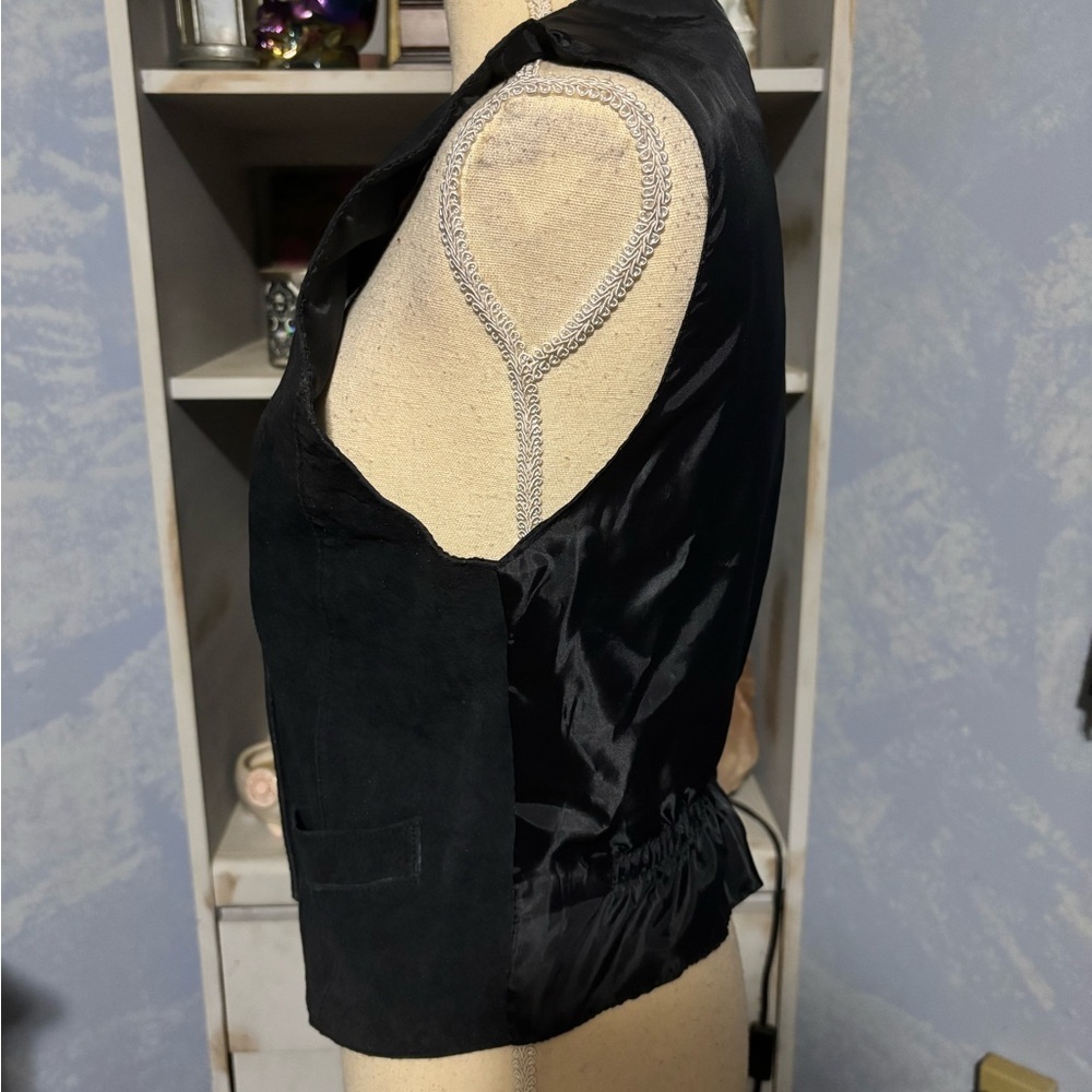 Vintage Runaway Bay Leather Vest Black Button Front Fitted Size S - Picture 7 of 13